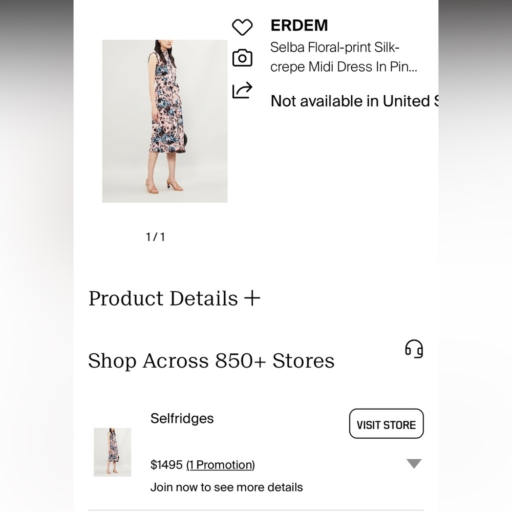 ERDEM SEBLA Floral Pink and Blue Sleeveless Dress Size 6 - Picture 3 of 16